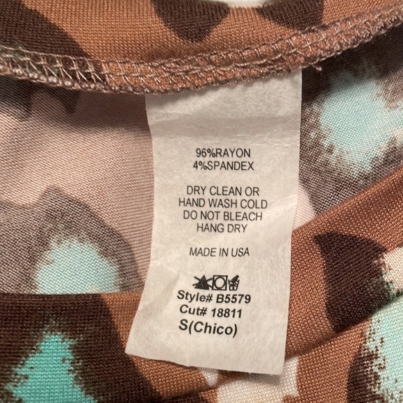 Size Small - NWOT - boutique top - leopard / teal and brown - Picture 5 of 6